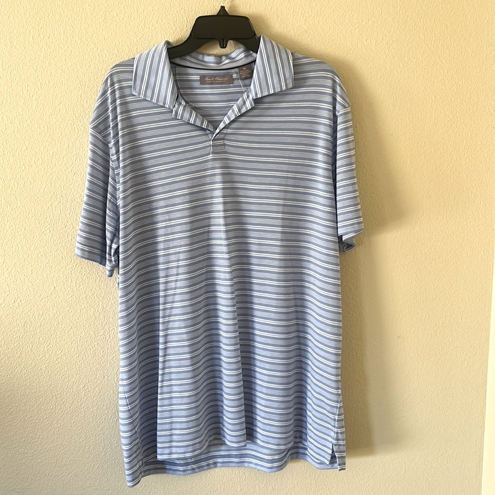 Daniel Cremieux blue and white striped polo shirt size XL NWT